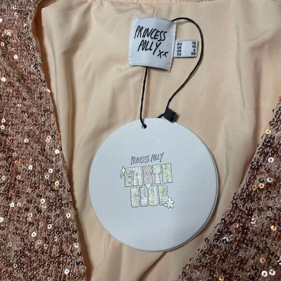 Princess Polly Sequin Mini Dress in Rose Gold - Picture 4 of 12